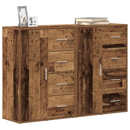 vidaXL - Dressoir - 2 - st - Oudhout - 60 - x - 31 - x - 84 - cm - Bewerkt - hout