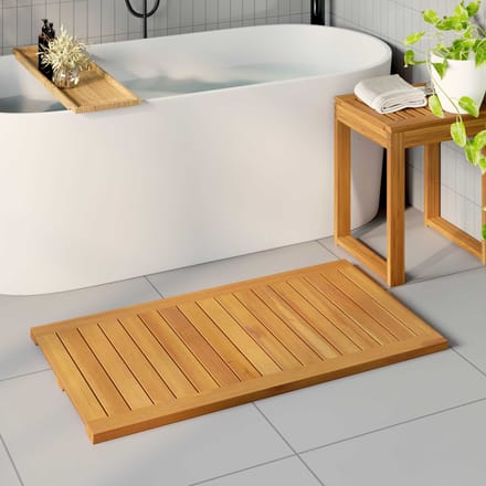 vidaXL - Badmat - Naturel - 100 - x - 55 - cm - Massief - Acacia - Hout