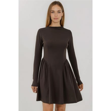 Zachte Textuur Bootnek Mini Jurk