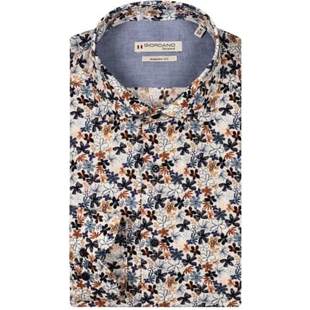 Giordano Overhemd Maggiore Semi Cutaway Collar Flower Pattern Navy-Multi / male