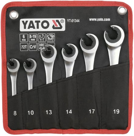 YATO 6 Delige Open Ring Ratels Sleutelset (8,10,13,14,17,19 mm)