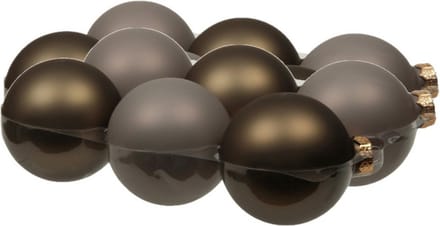 12x stuks kerstversiering kerstballen eucalyptus grijs/bruin van glas - 8 cm - mat/glans - Kerstboomversiering
