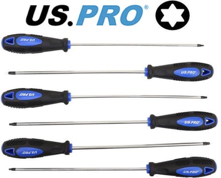 Torx schroevendraaierset extra lang 6-delig