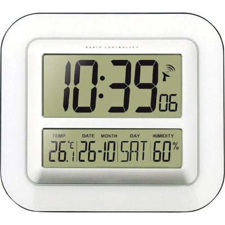 Techno Line WS 8006 Wandklok Zendergestuurd 28 cm x 24.5 cm x 3.2 cm Wit