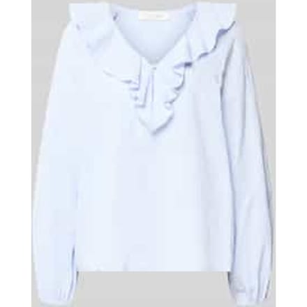 regular fit blouse met V-hals en volants