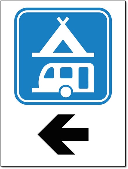 Camping bord - Verwijzing linksaf - Forex - 30 x 40 cm - Weerbestendig
