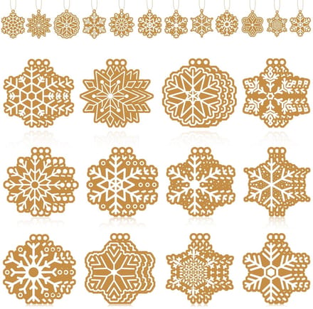 Dailygoods - 36 Stuks Houten Peperkoek Sneeuwvlok Ornamenten