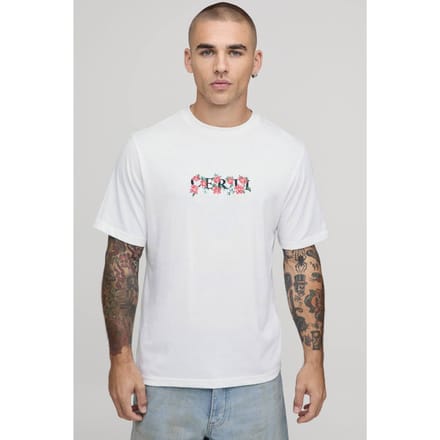 Regular T-shirt Met Geborduurd Bloemmotief Op De Borst | White | Size Medium