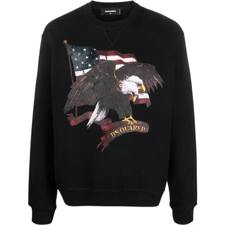 Dsquared2 Trui Met Amerikaanse Adelaarmotief, Zwarte Ronde Hals