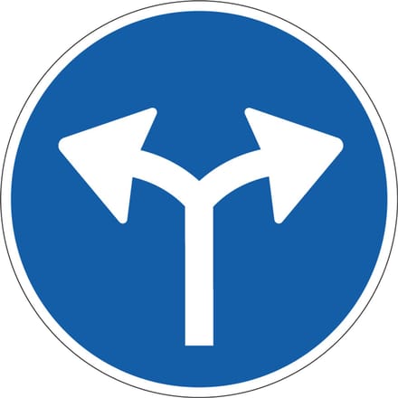 Verplichte rijrichting links en rechts sticker, D7 100 mm
