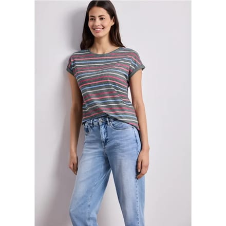 Shirt met losse schouders en strepen
