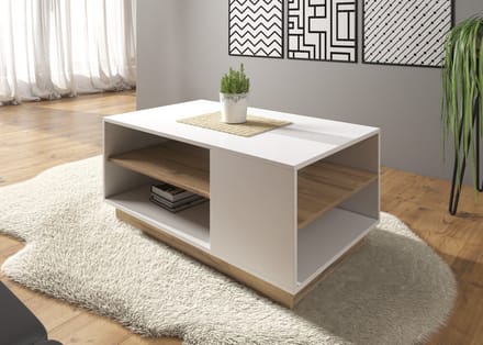 Meubella - Salontafel Ashley - Wit - Eiken - 100 cm