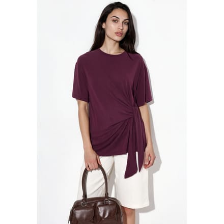 Losse Fit Crew Neck Modal Blouse met Strikdetail