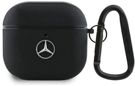 Mercedes Leather Metal Logo Case for AirPods 4 - Black