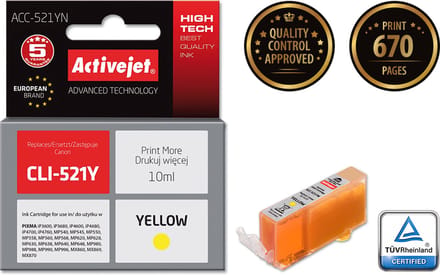 Originele inkt cartridge Activejet ACC-521YN Geel