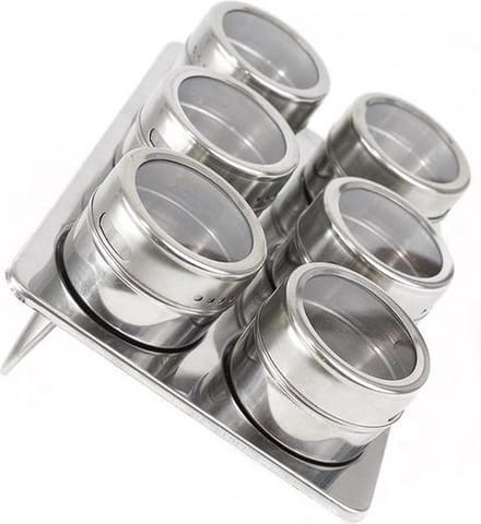 Quttin magnetische kruidenrek / kruidenplank set van 6 RVS zilver