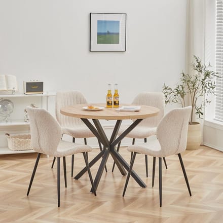 Ronde Eettafelset met 4 Stoelen voor Eetkamer en Keuken 100 cm