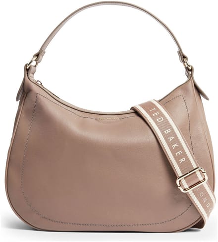 Ted Baker Leren schoudertas Lyshia Webbing Leather Hobo Bag Taupe