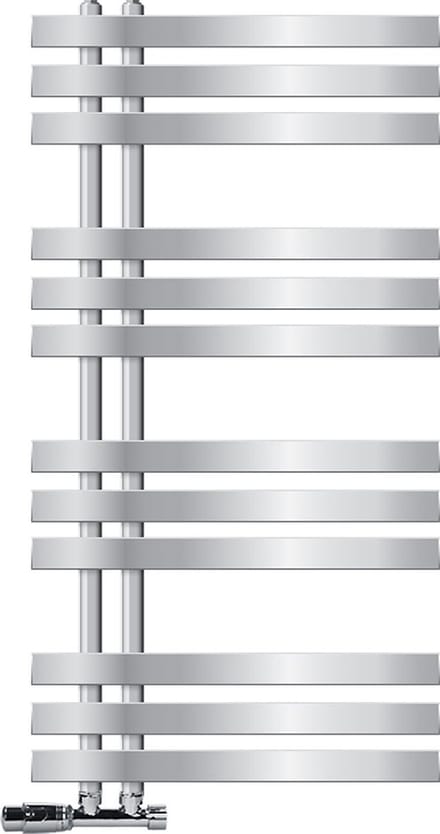 LuxeBath Badkamer radiator Ijzer EM 500x1000 mm chroom met middenaansluiting aansluitset en thermostaat voor hoekwand designverwarming badkamerverwarmer handdoekradiator handdoekdroger en verwarmer
