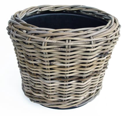 Van der Leeden | Drypot Rattan Grijs Ø 35 cm | Hoogte 33 cm, breedste punt 42 cm