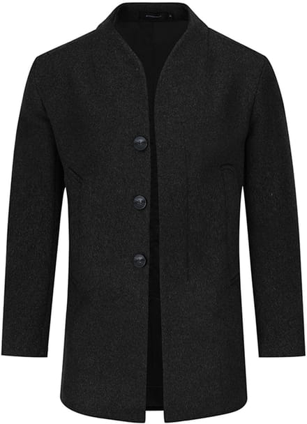 ALLTHEMEN Heren Winterjas Slim Fit Business Coat - Lang Wollen Jas - M