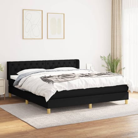 vidaXL - Boxspring - met - matras - stof - zwart - 160x200 - cm