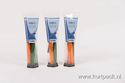 Kortpack - Kabelbinders/Tyraps Tube - Diverse soorten - 4 x 25 stuks - Diverse kleuren - (099.0551)