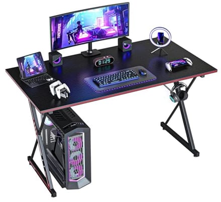 Gamingbureau 100 x 50 cm - Ergonomische PC-tafel met Hoofdtelefoonhaak en Koolstofvezelcoating