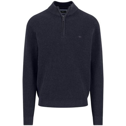 Fynch-Hatton Trui Uni Color Structure Troyer Zip Navy / male