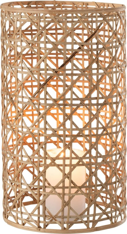 J-Line windlicht Candice - glas/riet - naturel - large