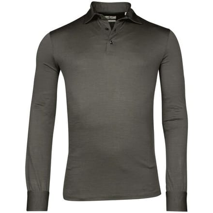 Thomas Maine Polo Uni Color Longsleeve Merino Grijs / male