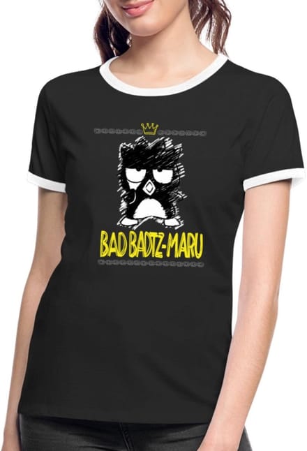 Bad Badtz Maru In De Geschetste Stijl Vrouwen Contrast Shirt