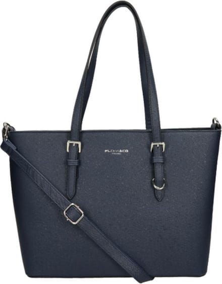 Flora & Co Nora Grote Schoudertas - Dames - Imitatieleer - Blauw