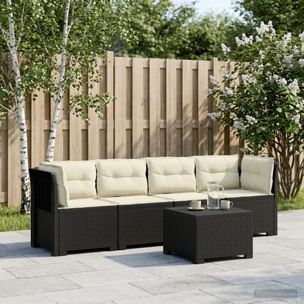 vidaXL - 4-Zits - Tuin - Sofa - met - Kussens - Rieten - Look - PP - Antraciet