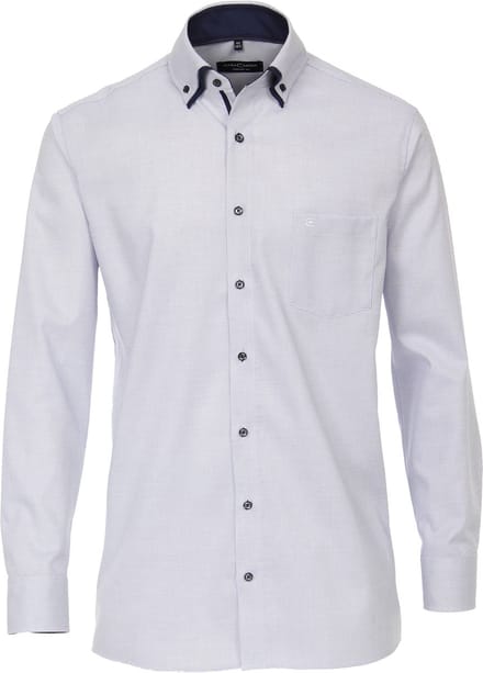 CASA MODA comfort fit overhemd - dobby - blauw - Strijkvrij - Boordmaat: 48