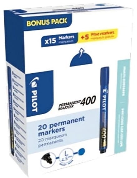 Pilot - Permanent Marker - Beitelvormige Punt 4.5 mm - Blauw - 20 stuks