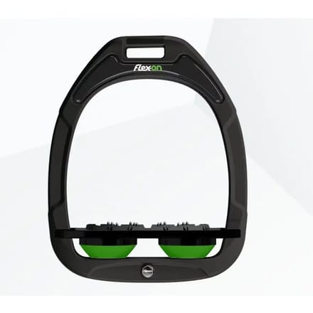 Platte Ultra Grip Stijgbeugels Zwart/Zwart/Groen Flex-On Green Composite