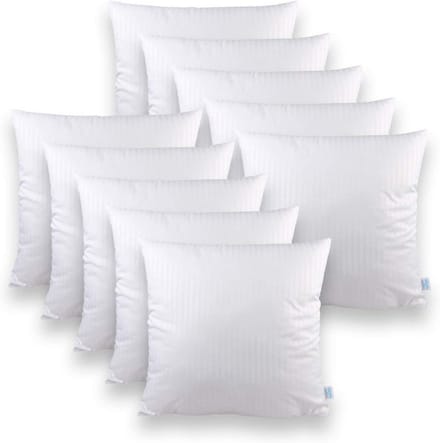 Set van 10 Vulkoppen 40x40 cm met Ritssluiting Wasbare Witte Kussenvullingen