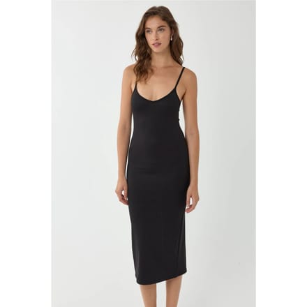 V-hals Bodycon Midi-jurk met Dunne Bandjes