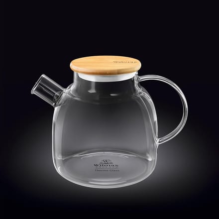 Wilmax - Theepot met Bamboe Deksel - 1200 ml - Glas - 1 stuk