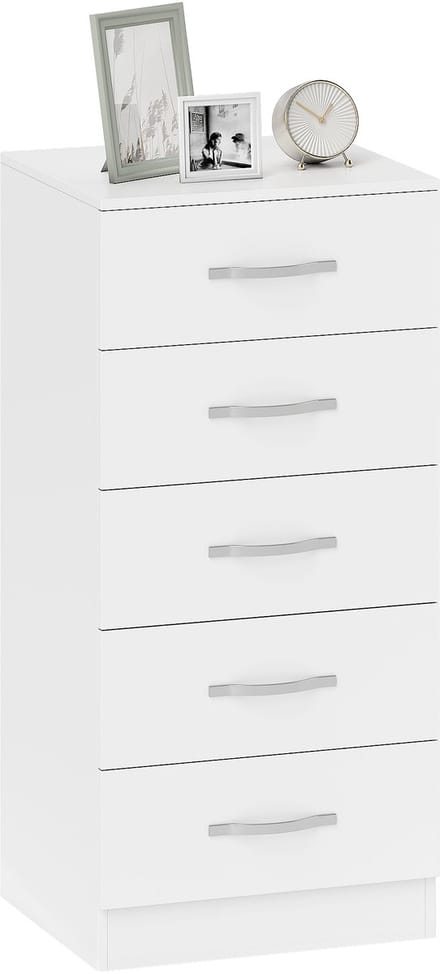 Homcom Drawer Chest-Spaanplaat-40L x 35B x 85H cm-Wit