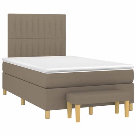 vidaXL - Boxspring - met - matras - stof - taupe - 120x190 - cm