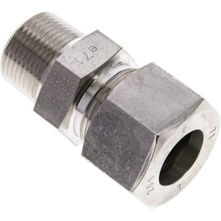 3/4'' NPT Buitendraad x 20S RVS Rechte Snijring Koppeling 400 Bar DIN 2353 - FL2S-MC-ST-034N-20-S