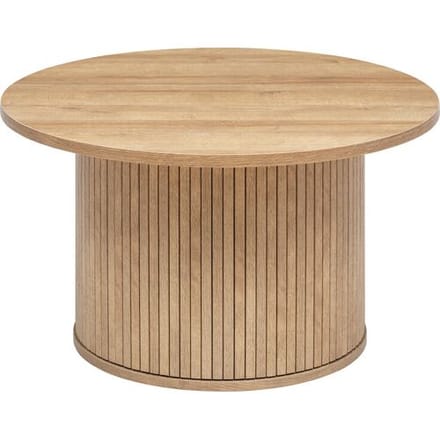 Ronde salontafel met geribbeld onderstel in eikenlook COLVA