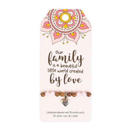 Liefdesarmband met rozenkwarts | Roze | Our family