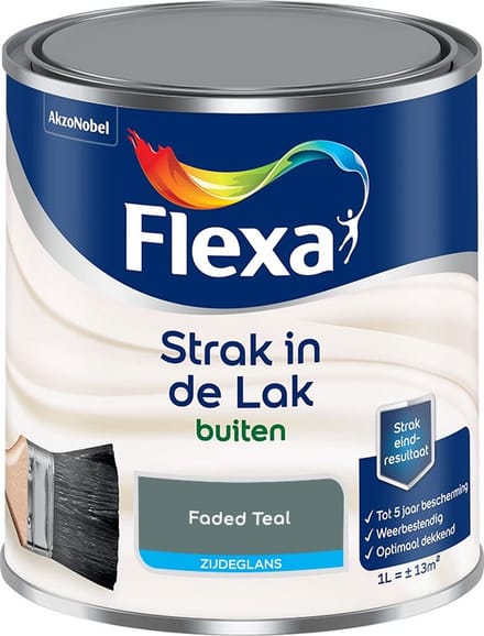 Flexa - Strak In De Lak Buitenlak Zijdeglans - Faded Teal - Mengverf - 1 L
