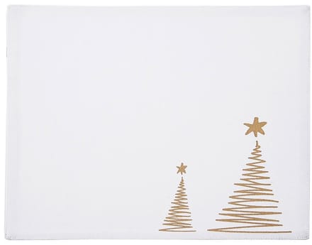 Orion - Katoenen Tafelloper - Wit - Kerstboom Motief - 33,5x26 cm
