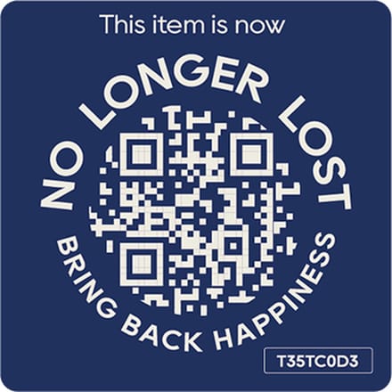 NoLongerLost - Koffer Stickers (x2) - Slimme Sticker groot vierkant (4.5 cm x 4.5 cm)- Donkerblauw -Unieke QR code - Tracking