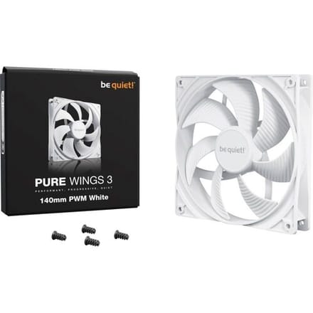 BeQuiet PURE WINGS 3 White 140mm PWM PC-ventilator Wit (b x h x d) 140 x 25 x 140 mm