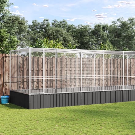 vidaXL Volière met verlengstuk 1039x207x212 m staal zilverkleurig
